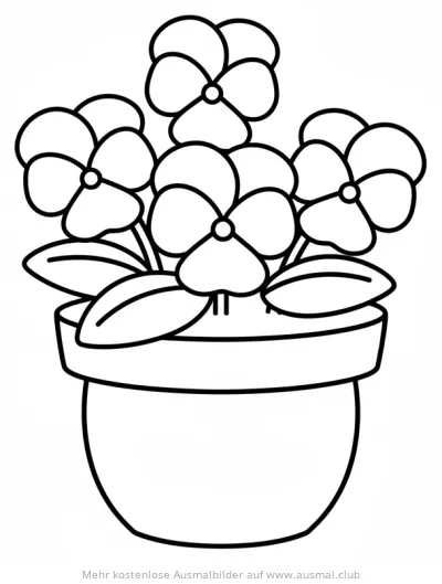 Stiefmütterchen im Topf Ausmalbild