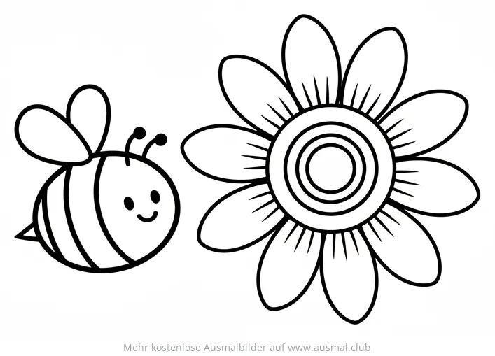 Biene und Sonnenblume Ausmalbild