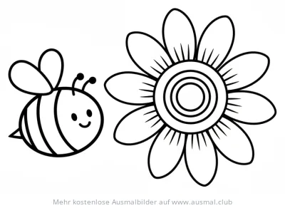 Biene und Sonnenblume Ausmalbild