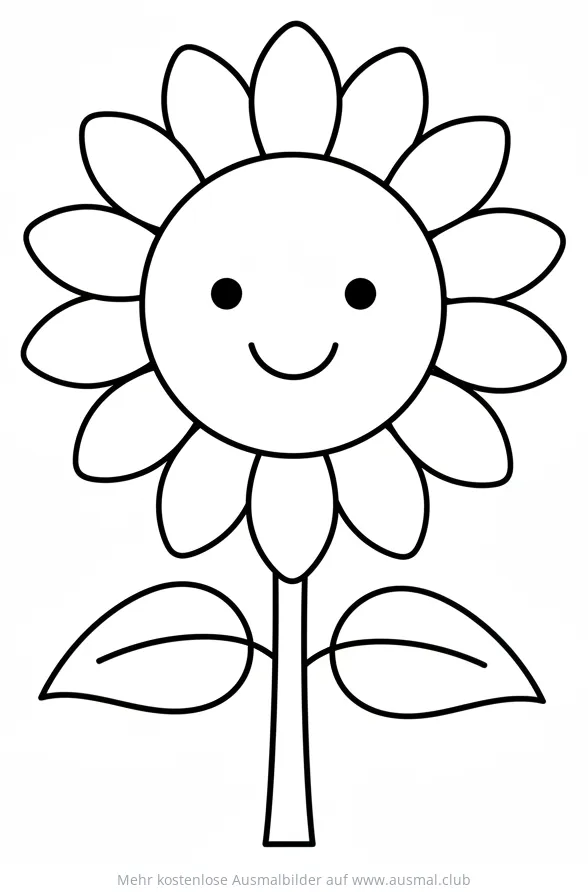 Freundliche Sonnenblume mit Gesicht Ausmalbild