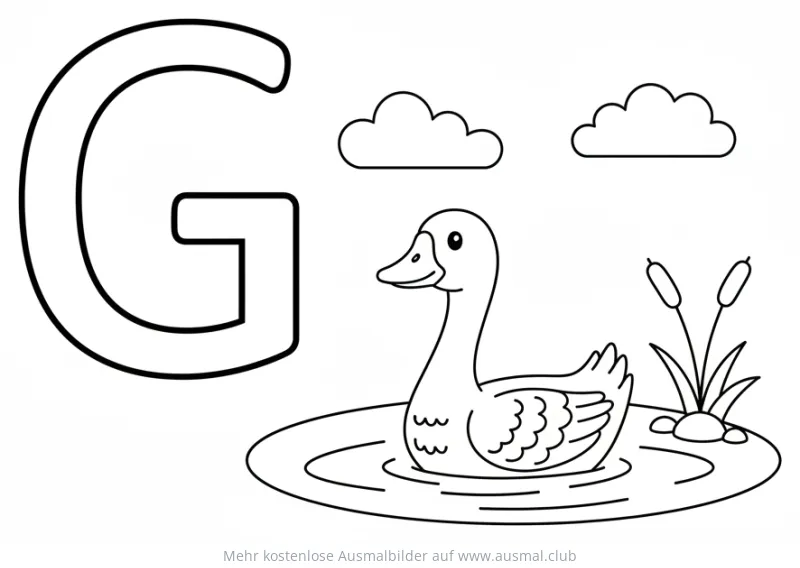 Gans Ausmalbild mit dem Buchstaben G