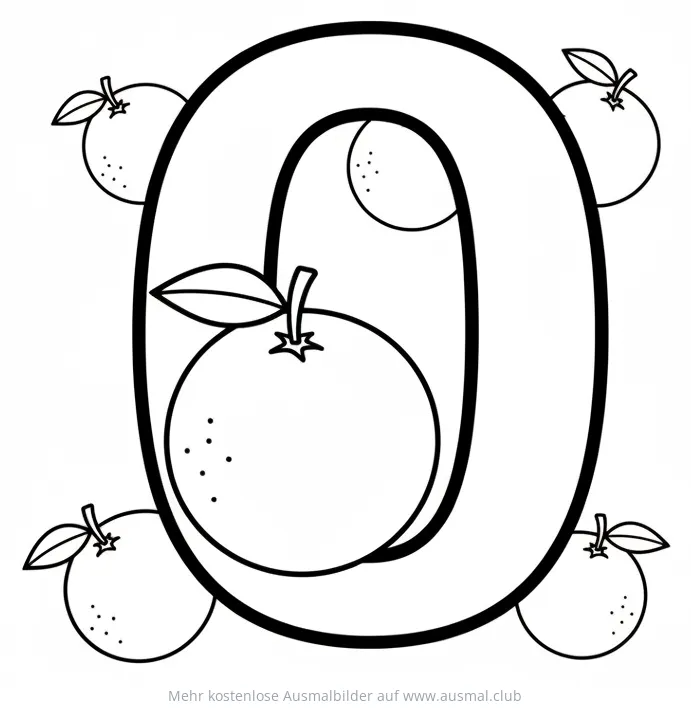 Buchstabe O mit Orangen Ausmalbild