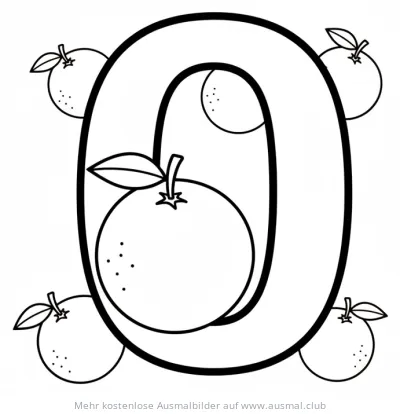 Buchstabe O mit Orangen Ausmalbild