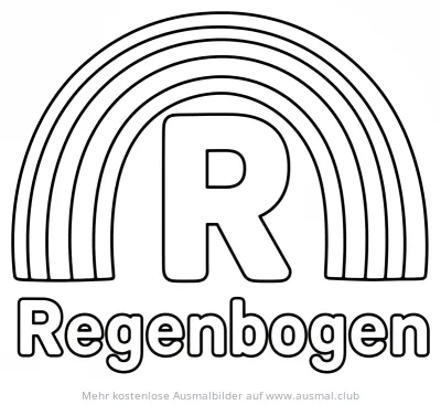 Regenbogen Ausmalbild mit dem Buchstaben R
