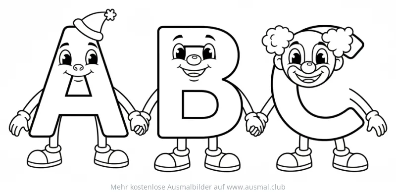 ABC Buchstaben Freunde Ausmalbild