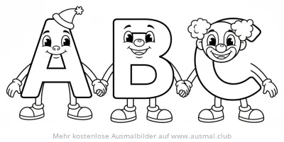 ABC Buchstaben Freunde Ausmalbild