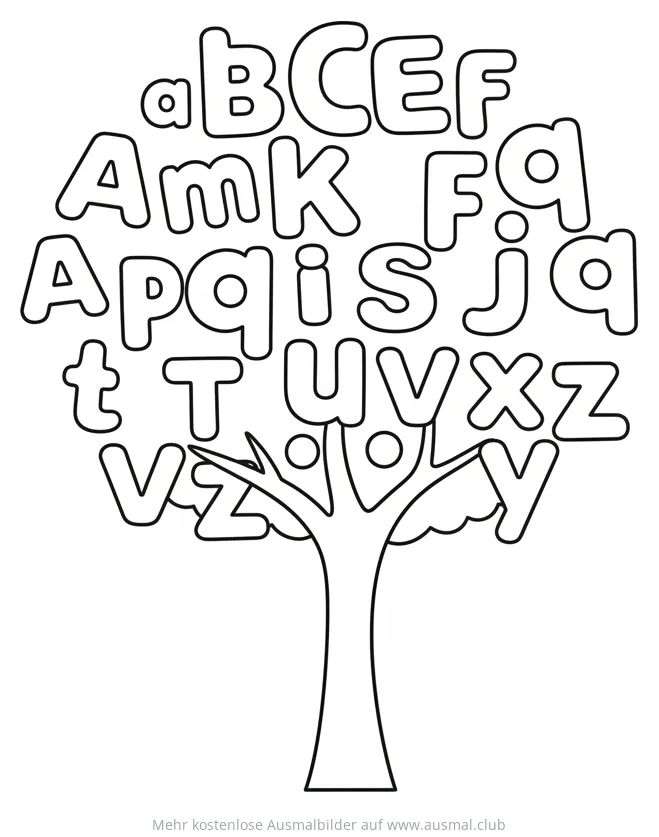 Buchstaben Baum Ausmalbild
