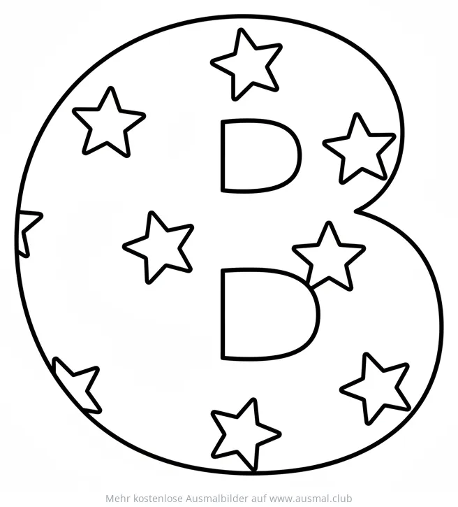 Buchstabe B Ausmalbild mit Sternen
