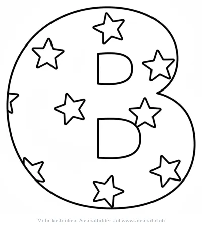 Buchstabe B Ausmalbild mit Sternen