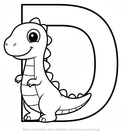 Dino Ausmalbild mit dem Buchstaben D