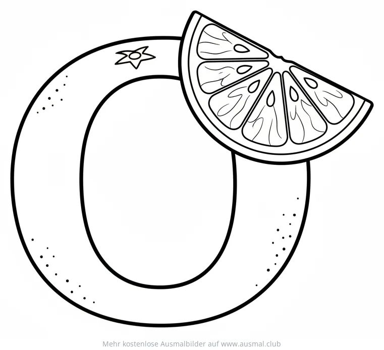 Orange als Buchstabe O Ausmalbild