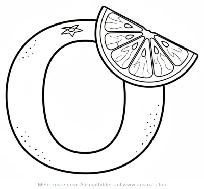 Orange als Buchstabe O Ausmalbild