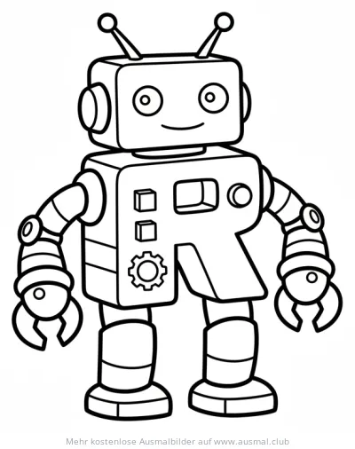 Roboter im Buchstaben R Form Ausmalbild