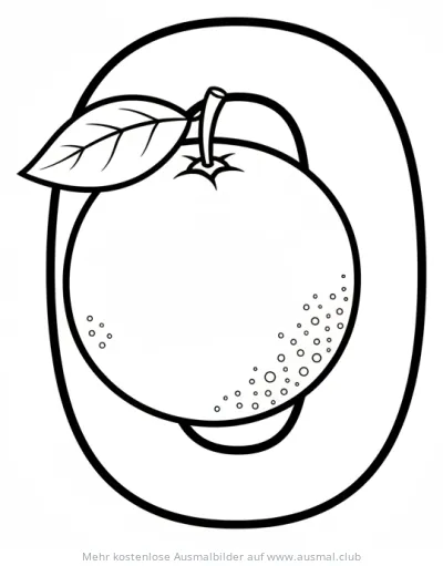 Orange mit Buchstabe O Ausmalbild