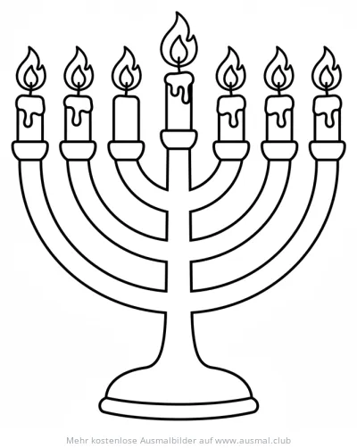 Menora mit sieben Kerzen Ausmalbild