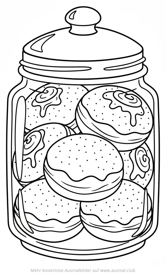 Glas mit Sufganiyot Ausmalbild für Chanukka