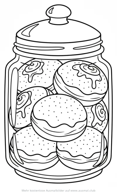 Glas mit Sufganiyot Ausmalbild für Chanukka