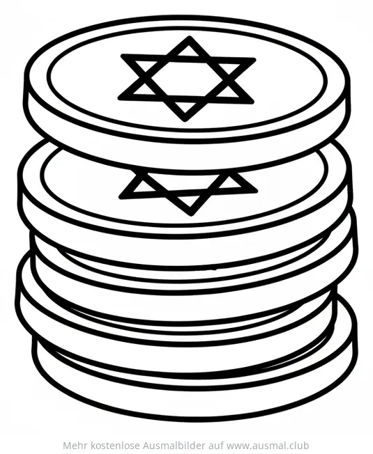 Geldstapel mit Davidstern Ausmalbild Chanukka