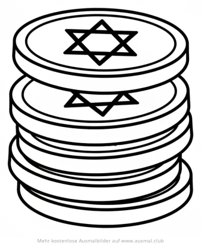 Geldstapel mit Davidstern Ausmalbild Chanukka