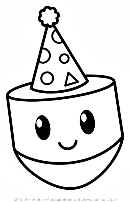 Dreidel mit Partyhut Ausmalbild