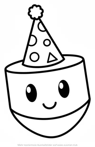 Dreidel mit Partyhut Ausmalbild