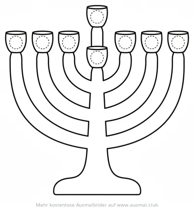 Menora Ausmalbild für Chanukka