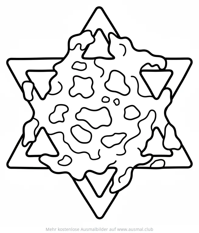 Davidstern mit Latkes Ausmalbild für Chanukka