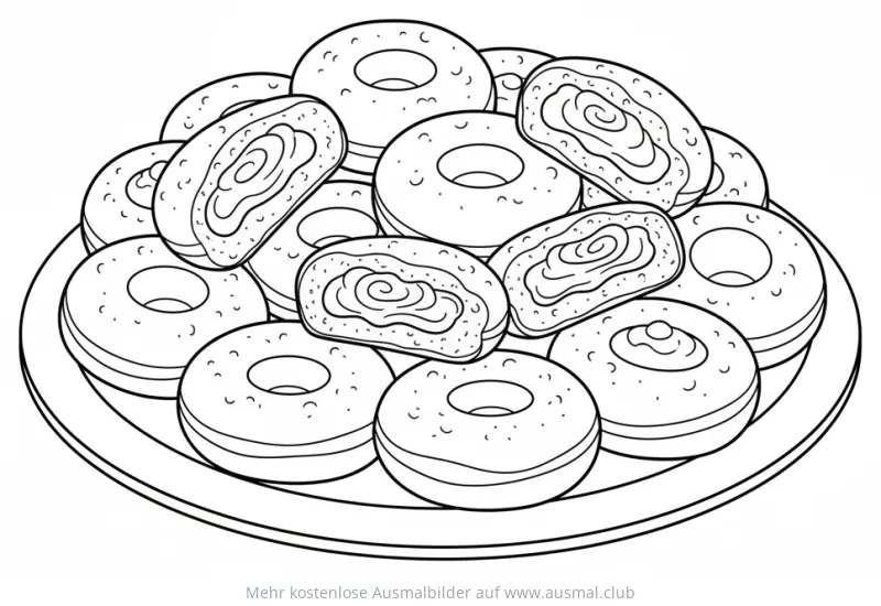 Sufganiyot Vielfalt Ausmalbild