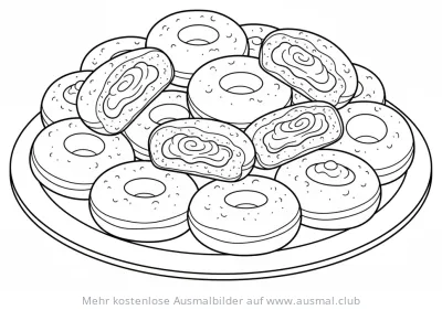 Sufganiyot Vielfalt Ausmalbild