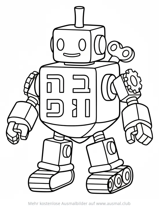 Dreidel Roboter Ausmalbild