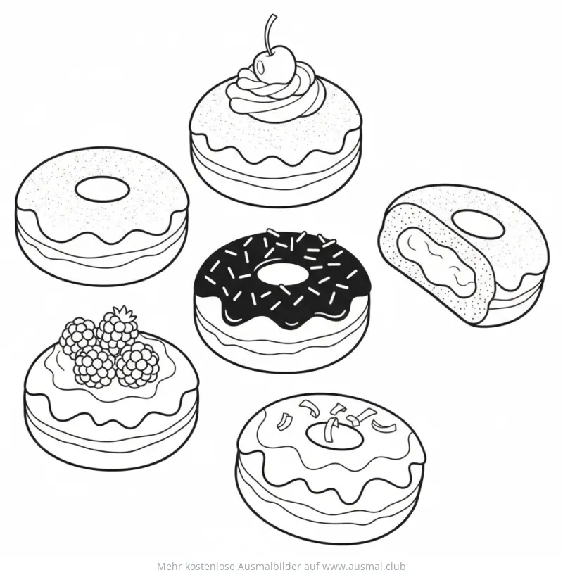 Sufganiyot Variationen Ausmalbild