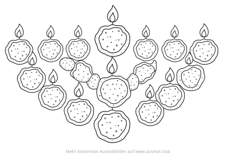 Chanukka Menora mit Kerzen Ausmalbild