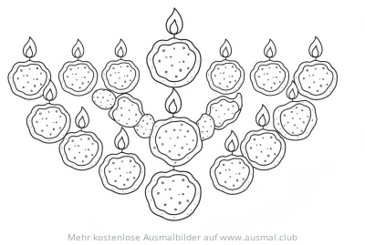 Chanukka Menora mit Kerzen Ausmalbild