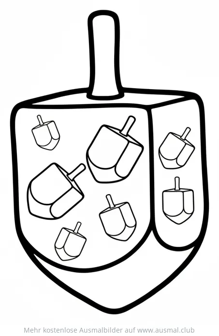 Dreidel mit vielen kleinen Dreidels Ausmalbild
