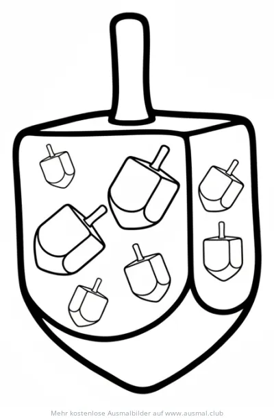 Dreidel mit vielen kleinen Dreidels Ausmalbild