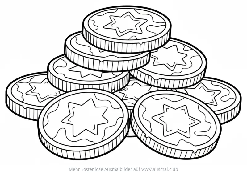 Schokogelt Ausmalbild mit Davidstern für Chanukka