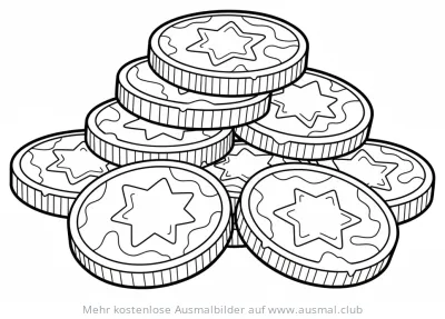 Schokogelt Ausmalbild mit Davidstern für Chanukka