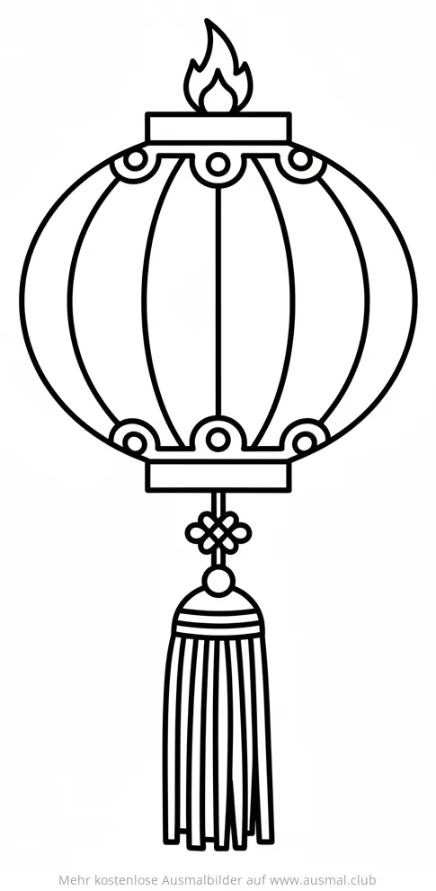 Chinesische Laterne Ausmalbild mit Quaste