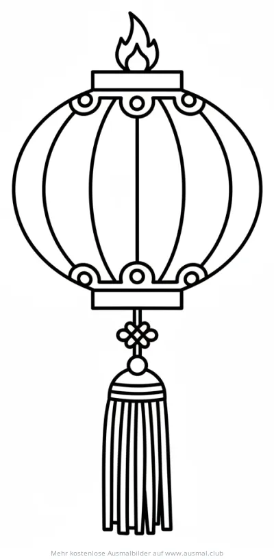 Chinesische Laterne Ausmalbild mit Quaste