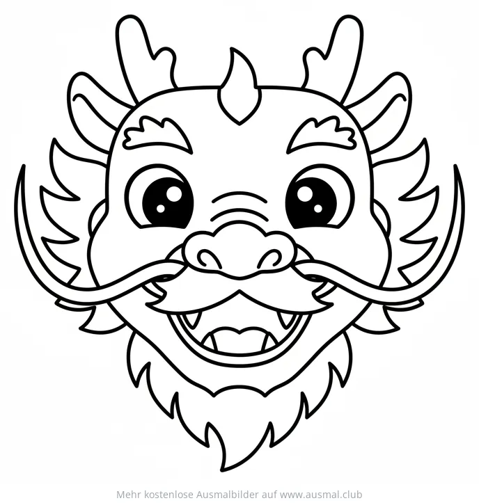 Drachenkopf Ausmalbild für Chinesisches Neujahr