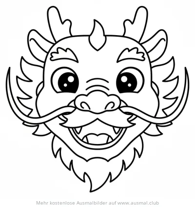 Drachenkopf Ausmalbild für Chinesisches Neujahr