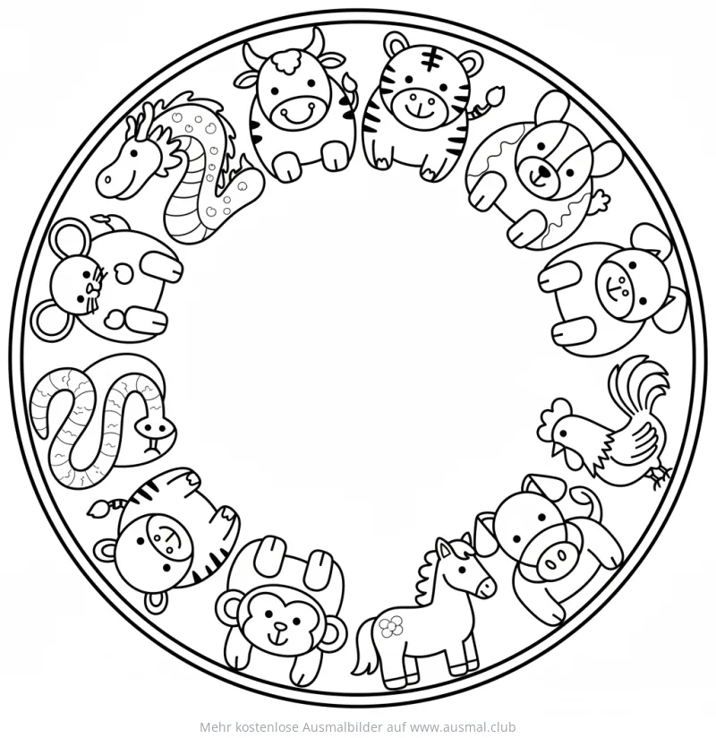 Chinesisches Tierkreiszeichen Ausmalbild