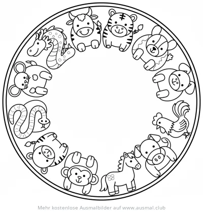 Chinesisches Tierkreiszeichen Ausmalbild