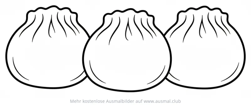 Drei Jiaozi Ausmalbild zum chinesischen Neujahr