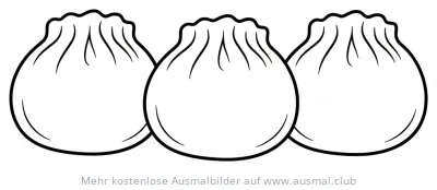 Drei Jiaozi Ausmalbild zum chinesischen Neujahr