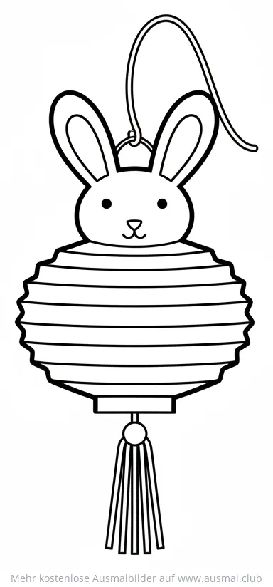 Chinesische Hasen Laterne Ausmalbild