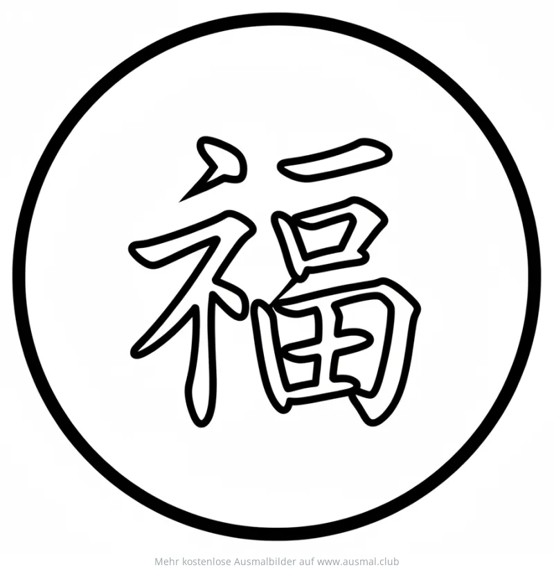 Chinesisches Glück Zeichen Ausmalbild