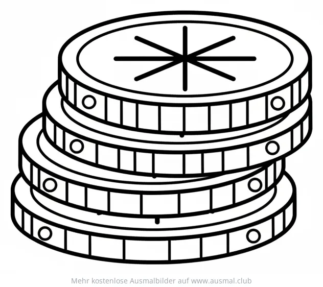 Stapel Goldmünzen Ausmalbild zum Chinesischen Neujahr