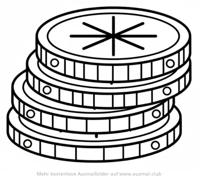Stapel Goldmünzen Ausmalbild zum Chinesischen Neujahr