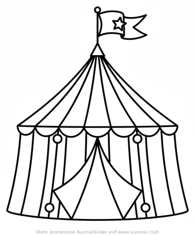 Zirkuszelt Ausmalbild mit Flagge